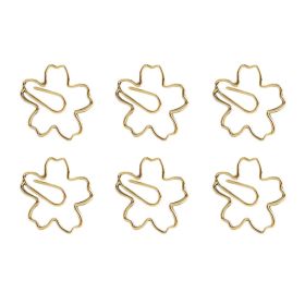 12 Pcs Golden Sakura Paper Clips Cute Bookmarks Flower Shaped Pins Metal Paper Clips Document Organizing Office Supplies