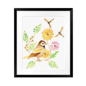 Spring Birds DIY Cross Stitch Stamped Kits Pre-Printed 11CT Embroidery Kits Wall Decor, 14x17 inch