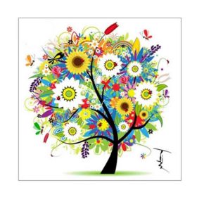 Summer Tree DIY Cross Stitch Stamped Kits Pre-Printed 11CT Embroidery Kits Wall Decor, 18x18 inch