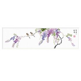 11CT Cross Stitch Kits Chinese Style DIY Embroidery Needlework Arts Craft Living Room Decor, Wisteria 43x14 inch