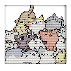 11CT DIY Cross Stitch Kits Embroidery Kits Needlework Animal Home Decor Handmade Crafts Gifts Cute Cats, 12x11 inch