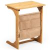 Bamboo Sofa Table End Table Bedside Table with Storage Bag