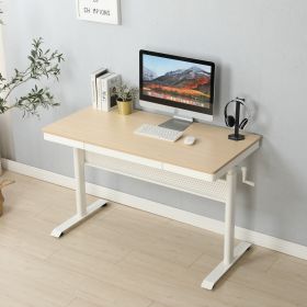 (Maple Tabletop) Standing Desk with Metal Drawer 48 x 24 Inches ;  Adjustable Height Stand up Desk;  Sit Stand Home Office Desk;  Ergonomic Workstatio