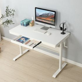 (White Tabletop) Standing Desk with Metal Drawer 48 x 24 Inches ;  Adjustable Height Stand up Desk;  Sit Stand Home Office Desk;  Ergonomic Workstatio