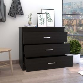 DEPOT E-SHOP Zurich Three Drawers Dresser, Metal Hardware, Superior Top, Black