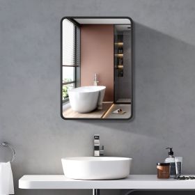 [PICK UP ONLY ]24x30 inch Black Metal Framed Wall mount or Recessed Bathroom Medicine Cabinet with Mirror