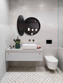 [PICK UP ONLY ]24 inch Black Metal Framed Wall mount or Recessed Bathroom Medicine Cabinet with Mirror