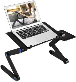 Adjustable Laptop Stand; RAINBEAN Laptop Desk with 2 CPU Cooling USB Fans for Bed Aluminum Lap Workstation Desk with Mouse Pad; Foldable Cook Book Sta