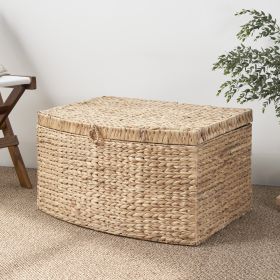 Ludmilla Rectangular Curve Water Hyacinth Woven Wicker Trunk with Handles - 26" x 19" x 14" - Natural Brown - For Clothes, Toys