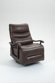 Swivel Rocker Recliner Power Glider Chair with Solid Wood Armrests - Extra Wide Reclining Sofa Chair Upholstered Faux Leather Living Room Single Sofa