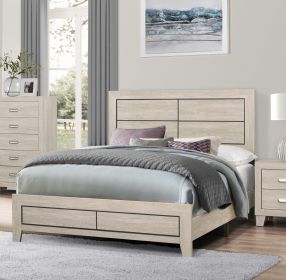 Modern Contemporary Light Brown Finish 1pc Queen Bed Wooden Bedroom Furniture