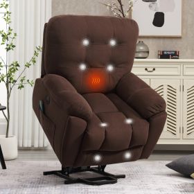 Power lift Chair with Vibration Massage and Heating Function Recliner Chair with USB Charge Port and 2 Hidden Cup Holders(BROWNNESS)A+B+C