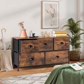 Dresser Organizer with 5 Drawers and Wooden Top