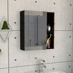 Medicine Cabinet Mirror Clifton, Five Internal Shelves, Black Wengue Finish