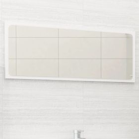 Bathroom Mirror White 35.4"x0.6"x14.6" Engineered Wood