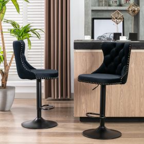 A&A Furniture,Swivel Velvet Barstools Adjusatble Seat Height from 25-33 Inch,17.7 inch base, Modern Upholstered Bar Stools with Backs Comfortable Tuft