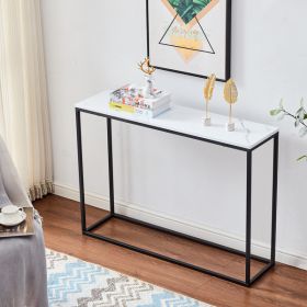 Faux Marble Console Table; Snack Entryway Table; Entrance Sofa Table; MDF Entry Table; Accent Coffee Table with Metal Frame; Couch Table for Hallway;