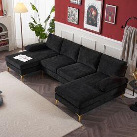 U-Shaped 4-Seat Indoor Modular Sofa Black--Same type:97152732