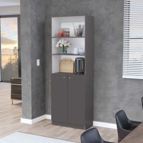 Bookcase Dual-Door Benzoni, Office, Matt Gray / White