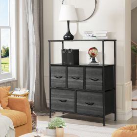 5 drawers, 2 large and 3 small, with top shelf, non-woven storage cabinet