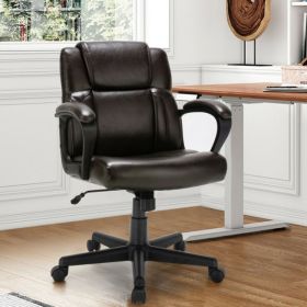 Adjustable Leather Executive Office Chair Computer Desk Chair with Armrest