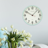 Mainstays Indoor 11.5" Round Mint Green Arabic Retro Schoolhouse Analog Wall Clock