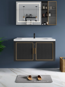 31.9'' Wall Mounted Single Bathroom Vanity Aluminum Cabinet with Ceramic Top