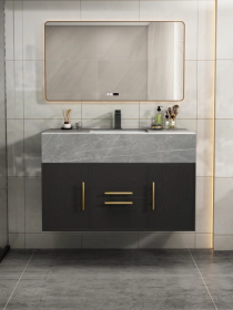 39.4'' Wall Mounted Single Bathroom Vanity with Stone Vanity Top