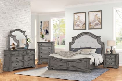 Grace King 5 Pc Bedroom Set in Gray