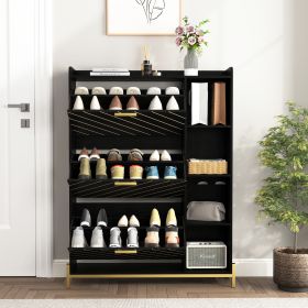 Shoe Cabinet with 3 Flip Drawers & Open Shelves, Modern Entryway Shoe Storage Cabinet Slim, Narrow Hidden Shoe Rack for Heels, Boots, Slippers