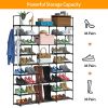 9 Tiers Shoe Rack Metal Shoe Storage Shelf Free Standing Large Shoe Stand with 2 Hooks for Entryway Closet Garage Bedroom