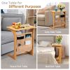 Bamboo Sofa Table End Table Bedside Table with Storage Bag