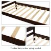 Twin Size Wood Platform Bed with Headboard and Wooden Slat Support (Espresso) RT