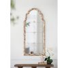 22" x 48" Large Cream & Gold Framed Wall Mirror, Wood Arched Mirror with Decorative Window Look for Living Room, Bathroom, Entryway