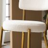 Set of 2 modern teddy fabric upholstered bar stools - Metal base high stool - Suitable for kitchen, dining and living room - Beige - Stylish and comfo