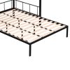 Metal Twin over Full Bunk with Shelves & Grid Panel/ Sturdy Metal Bed Frame/ Noise-free Wood Slats/ Comfortable Textilene Guardrail/ Built-in 2-tier S