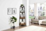 Corner Shelf with Two Drawers 72.64'' Tall;  4-tier Industrial Bookcase;  Black