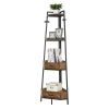 Corner Shelf with Two Drawers 72.64'' Tall;  4-tier Industrial Bookcase;  Black