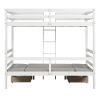 Functional Loft Bed(turn into upper bed and down desk,cushion sets are free),Twin Size,White