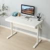 (White Tabletop) Standing Desk with Metal Drawer 48 x 24 Inches ;  Adjustable Height Stand up Desk;  Sit Stand Home Office Desk;  Ergonomic Workstatio