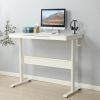 (White Tabletop) Standing Desk with Metal Drawer 48 x 24 Inches ;  Adjustable Height Stand up Desk;  Sit Stand Home Office Desk;  Ergonomic Workstatio