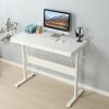 (White Tabletop) Standing Desk with Metal Drawer 48 x 24 Inches ;  Adjustable Height Stand up Desk;  Sit Stand Home Office Desk;  Ergonomic Workstatio