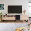 Modern TV Stand for 80'' TV with Double Storage Space, Media Console Table, Entertainment Center with Drop Down Door for Living Room, Bedroom, Home Th