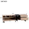 Modern TV Stand for 80'' TV with Double Storage Space, Media Console Table, Entertainment Center with Drop Down Door for Living Room, Bedroom, Home Th