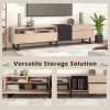 Modern TV Stand for 80'' TV with Double Storage Space, Media Console Table, Entertainment Center with Drop Down Door for Living Room, Bedroom, Home Th