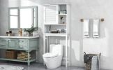 Home Over-The-Toilet Shelf Bathroom Storage Space Saver with Adjustable Shelf Collect Cabinet (White)