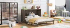 Queen Size Murphy Bed with Built-In Charging Station, Antique Grey