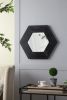 18.5" x 18.5" Hexagon Mirror with Solid Wood Frame, Wall Decor for Living Room Bathroom Hallway, Black