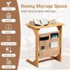 Bamboo Sofa Table End Table Bedside Table with Storage Bag