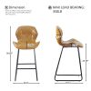 Set of 2, Leather Bar Chair with High-Density Sponge, PU Chair Counter Height Pub Kitchen Stools for Dining room,homes,bars, kitchens,Brown